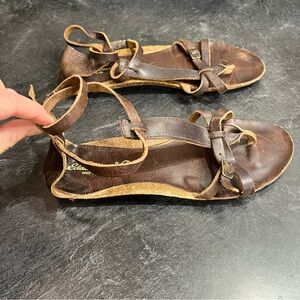 Vintage Y2K Eddie Bauer Brown Leather Gladiator Sandals straps  Hippie Boho Wm 9
